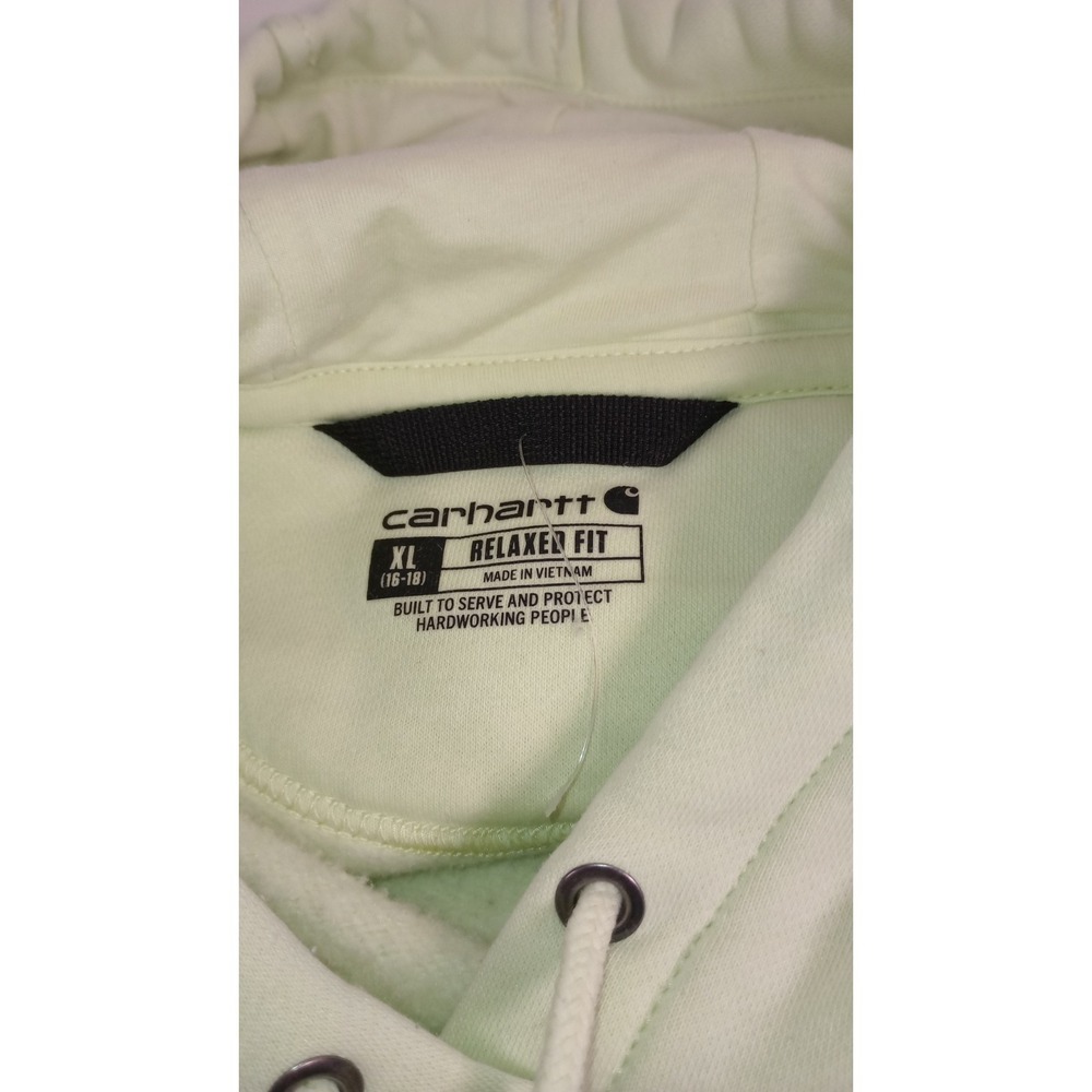 Carhartt Women Relaxed Fit Midweight Logo Sleeve Graphic Sweatshirt Sz L Green - Picture 6 of 9